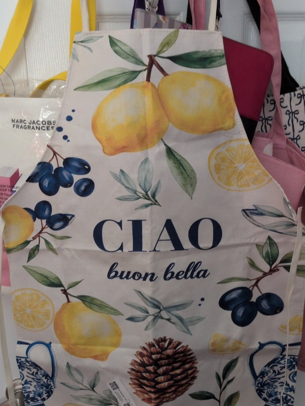Ciao Buon Bella Lemon & Olive Apron - White/Yellow/Blue